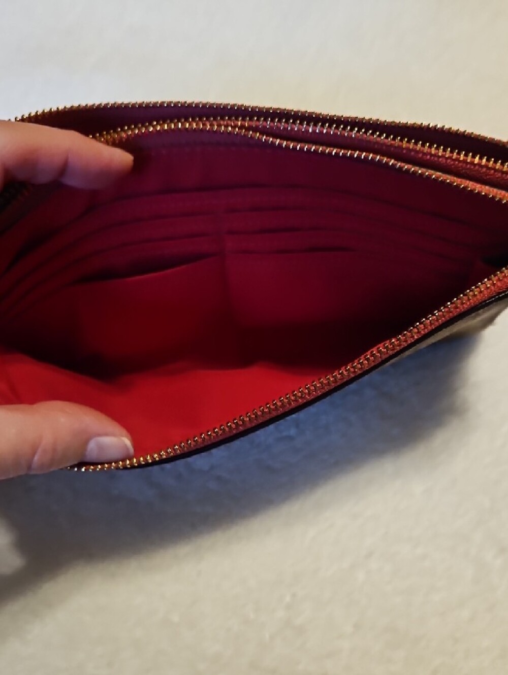 Coach Brown Signature Canvas Wristlet with Red Trim - Picture 9 of 10